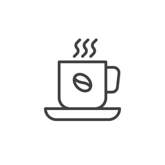 Cup of hot Coffee line icon, outline vector sign, linear style pictogram isolated on white. Symbol, logo illustration. Editable stroke