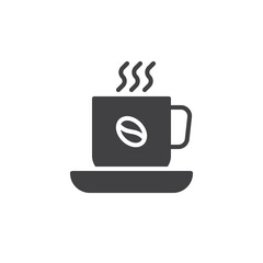 Cup of hot Coffee icon vector, filled flat sign, solid pictogram isolated on white. Symbol, logo illustration.