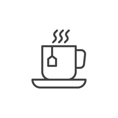 Cup of hot Tea line icon, outline vector sign, linear style pictogram isolated on white. Symbol, logo illustration. Editable stroke