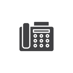 Fax machine icon vector, filled flat sign, solid pictogram isolated on white. Office telephone symbol, logo illustration.