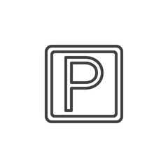 Parking traffic line icon, outline vector sign, linear style pictogram isolated on white. Symbol, logo illustration. Editable stroke
