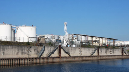 Oil tank in  the harbor in Duisburg, Germany