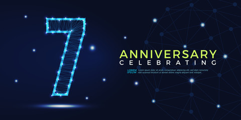 7 years anniversary celebrating numbers vector abstract polygonal silhouette. 7th anniversary concept. vector illustration
