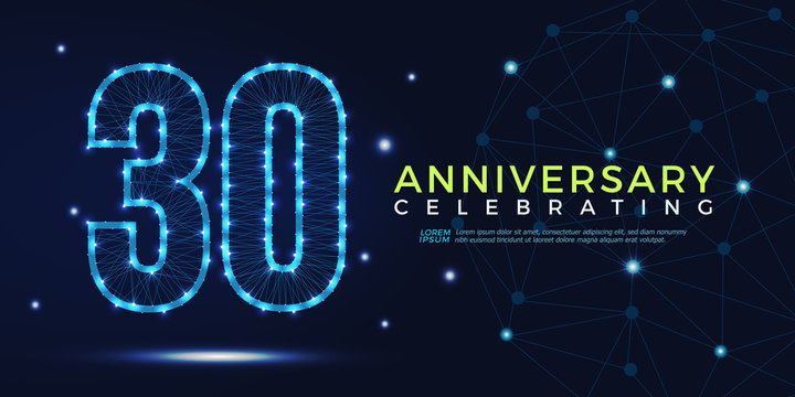 30 years anniversary celebrating numbers vector abstract polygonal silhouette. 30th anniversary concept. vector illustration
