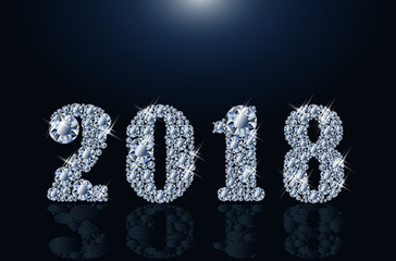 Diamond Happy New 2018 Year, vector illustration