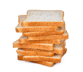 stack of whole wheat bread slice isolated on white background