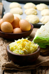    Pie and vareniki cabbage stuffing.style rustic