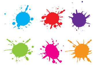 Vector Colorful paint splatter.Paint splash set.Vector illustration. blue  red  green  pink  orange colour