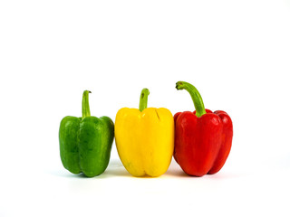 Fresh bell peppers isolated on white background
