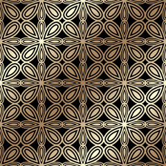 Golden seamless pattern in art deco style. Template for design. Vector illustration eps10
