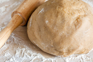 dough roller on a wooden table
