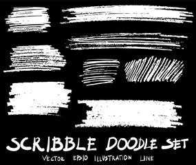 doodle hand drawn scribble vector set sketch strokes scribbles elements isolated on black eps10