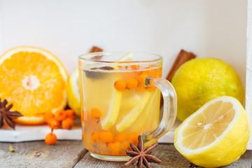 Hot drink with lemon buckthorn