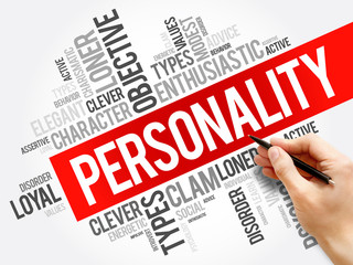 Personality word cloud collage , social concept background