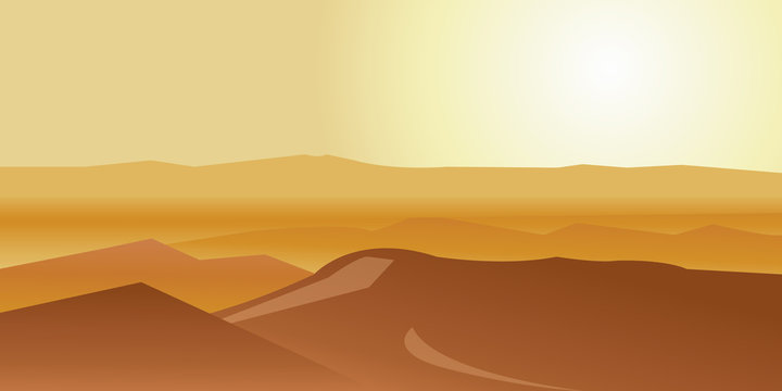 Dry desert under sun