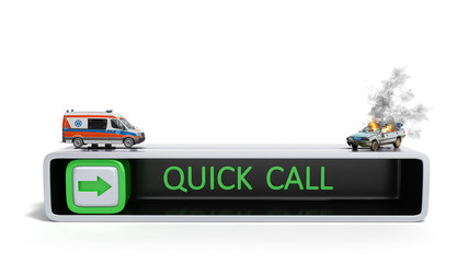 concept of quick call of ambulance 3d render on white