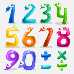 Funny Snake Shaped Number Set : Vector Illustration