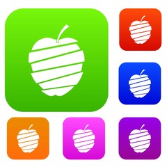 Sliced apple set color collection