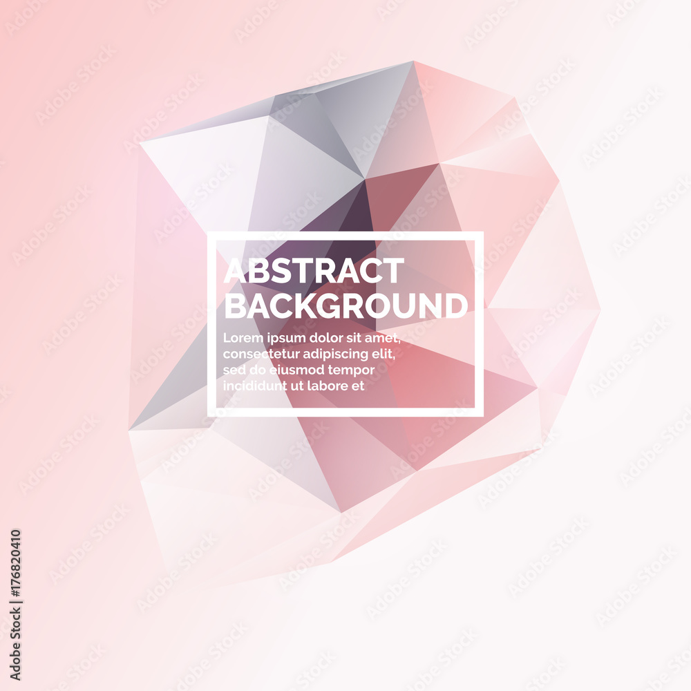 Poster low poly design. abstract polygonal object in the background.