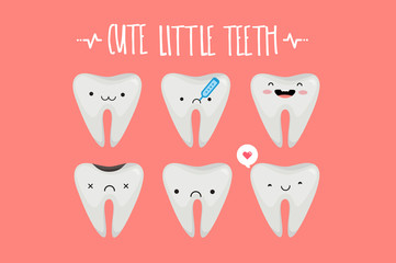 Cute little tooth: Vector characters