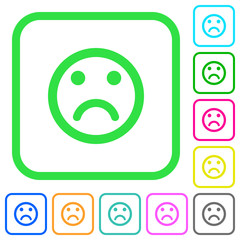 Sad emoticon vivid colored flat icons icons