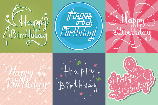Beautiful birthday invitation card design colorful lettering poctcard vector greeting decoration.