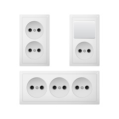 Electrical socket Type C with switch. Power plug. Receptacle from Asia.