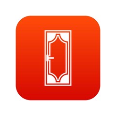 Wooden door with glass icon digital red