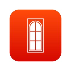 Wooden door with glass icon digital red