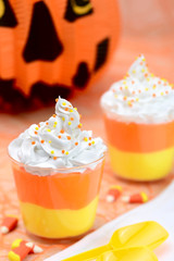 candy corn parfait for the Halloween party