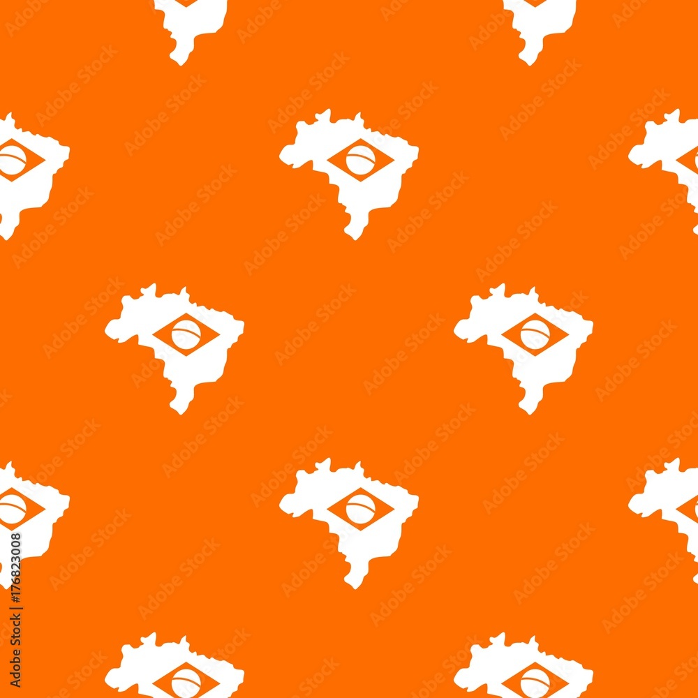 Poster brazil map with flag pattern seamless
