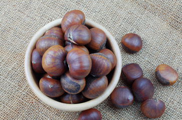 Chestnuts on sackcloth.