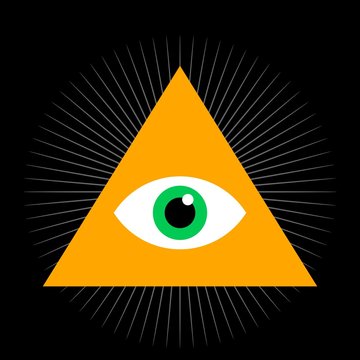 Seeing eye. All seeing eye inside triangle pyramid. vector illustration. Masonic symbol. Vector illustration