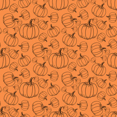 different pumpkin sizes on an orange background