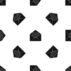 Envelope with sheet of paper pattern seamless black