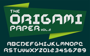 Decorative origami alphabet vector fonts and numbers.Typography design for headlines, labels, posters, logos, cover, etc.