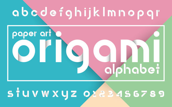 Decorative origami alphabet vector fonts and numbers.Typography design for headlines, labels, posters, logos, cover, etc.