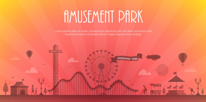 Amusement park - modern vector illustration with place for text