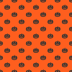 Vector Halloween seamless pattern. Endless background with pumpkins