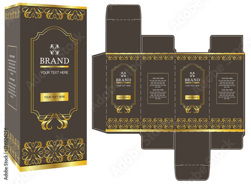 Download "Packaging design, gold luxury box design template and ...