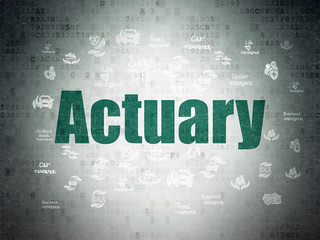 Insurance concept: Actuary on Digital Data Paper background