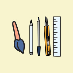 Vector of stationery doodle style