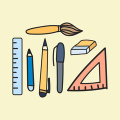 Vector of stationery doodle style