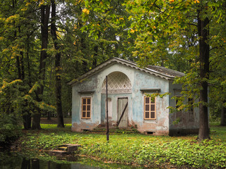 The old dilapidated building. The Alexander Park. Russia. Tsarskoye Selo. Autumn 2017.
