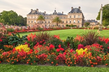 Jardin Du Luxembourg and Palace in Paris France.
