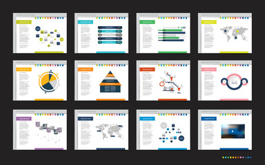 Fototapeta na wymiar Mega set of presentation templates. Infographics for leaflet, poster, slide, magazine, book, brochure, website, print.