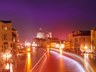 Fototapeta na wymiar Canal Grande with Basilica Santa Maria della Salute at night, Venice