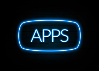 Apps  - colorful Neon Sign on brickwall