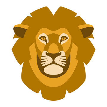 Lion Face Head Vector Illustration Style Flat Front