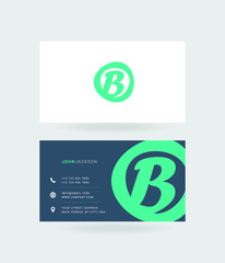 B Letter Logo with Business Card Template Vector.